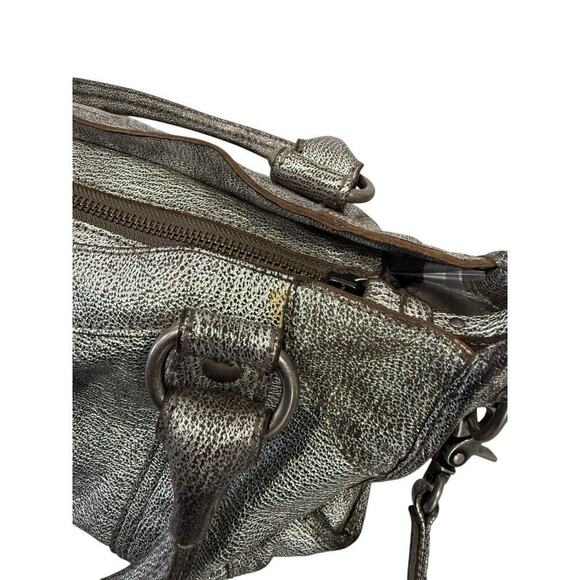Frye Melissa Satchel/Crossbody Bag Distressed Leather Metallic Gray MSRP $388 - Picture 9 of 16